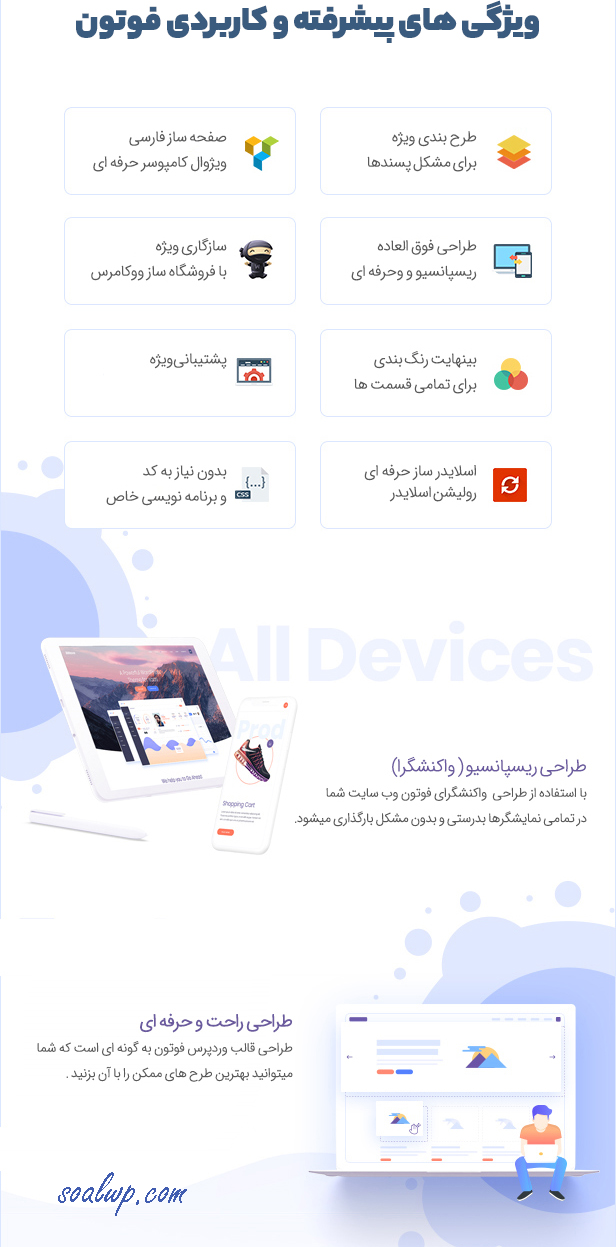 ویژگی های قالب فوتون